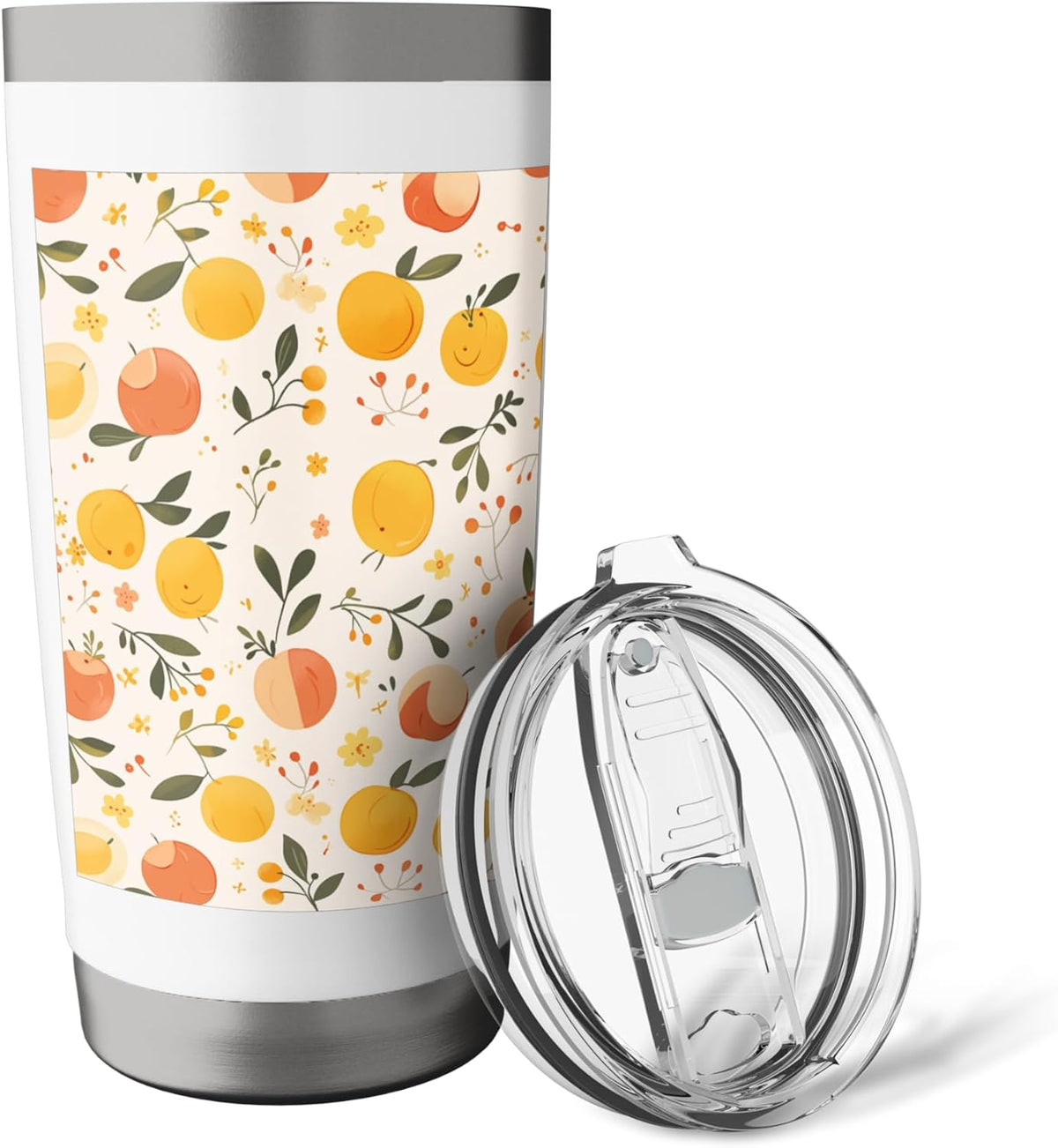Vintage Peach Fruit Pattern Art Stainless Steel Insulated Tumbler