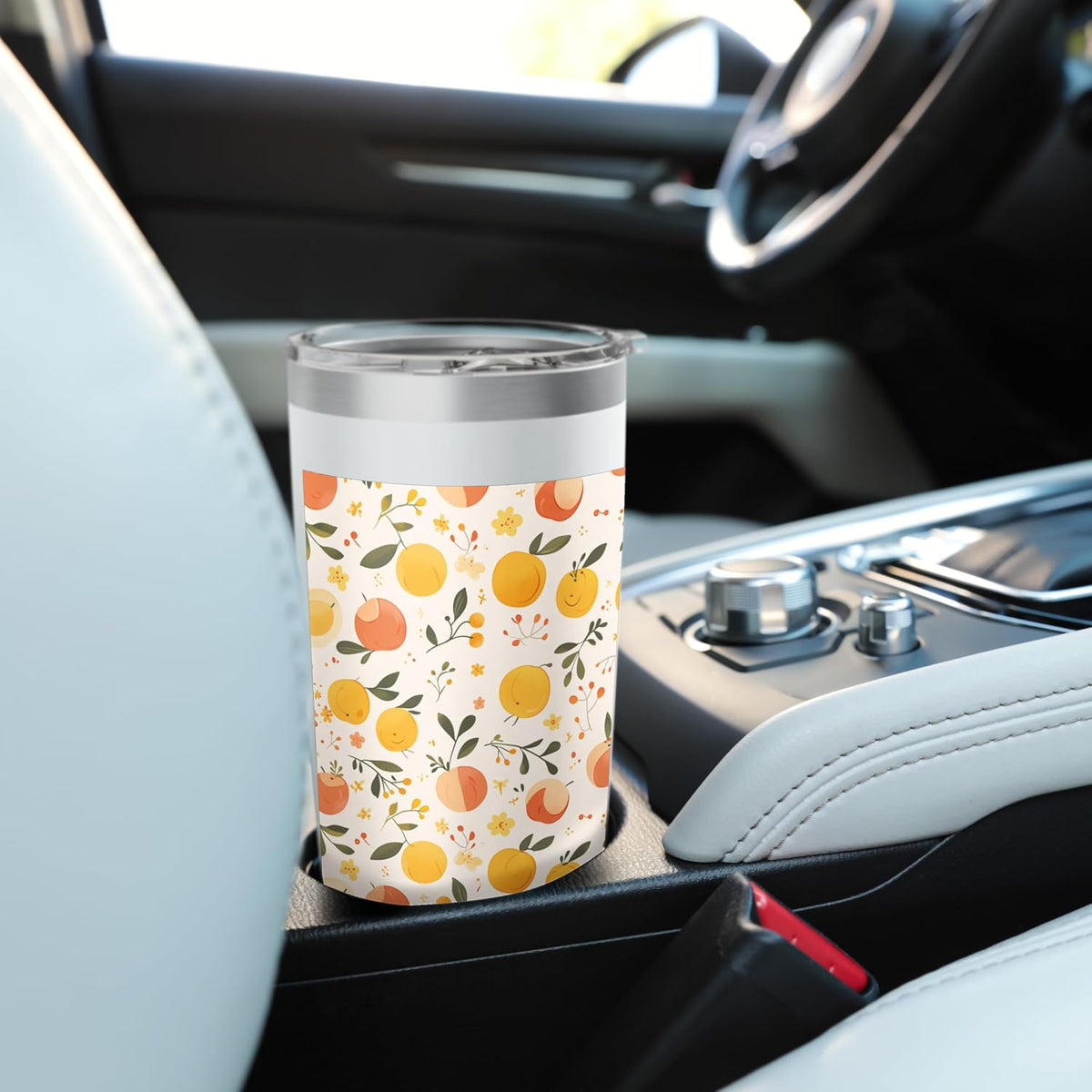 Vintage Peach Fruit Pattern Art Stainless Steel Insulated Tumbler