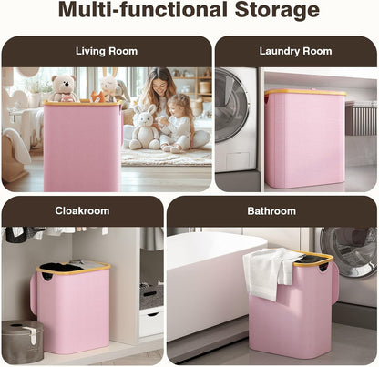 Hampers for Laundry Basket with Lid, 145L Large Laundry Hamper 3 Section