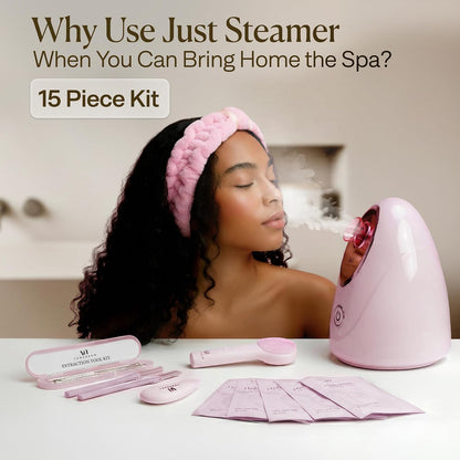 Facial Steamer Spa Kit with 15 Spa Tools for Complete At Home Facial