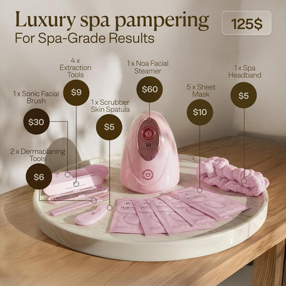 Facial Steamer Spa Kit with 15 Spa Tools for Complete At Home Facial