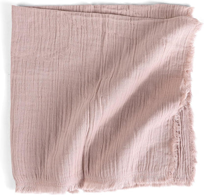 Fringe Cloth Napkins 100% Cotton, Set of 12 Dinner Napkins, Peach