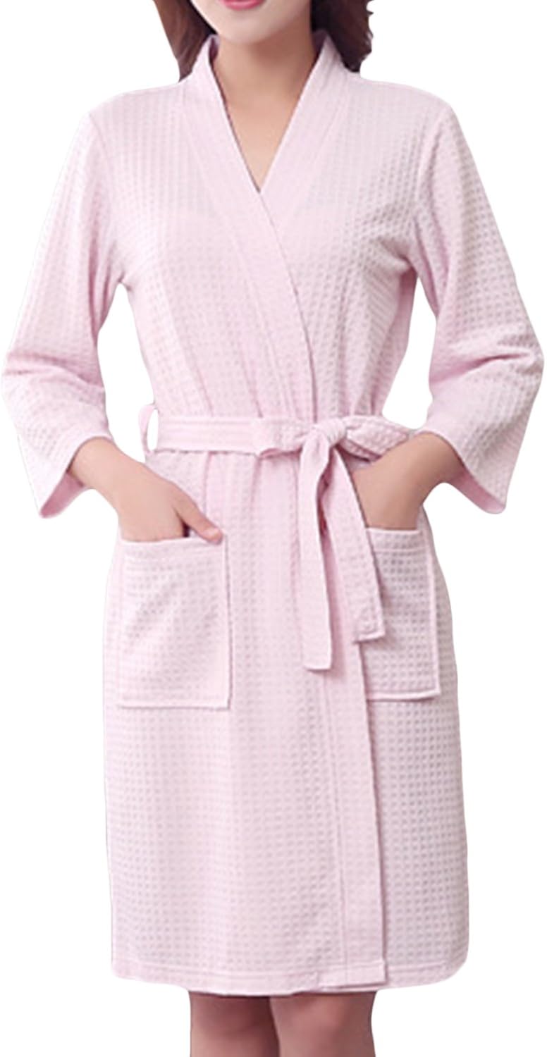 Robes for Women,Fleece Robe Lightweight Knee Length Short Kimono Spa Robe