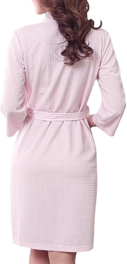 Robes for Women,Fleece Robe Lightweight Knee Length Short Kimono Spa Robe