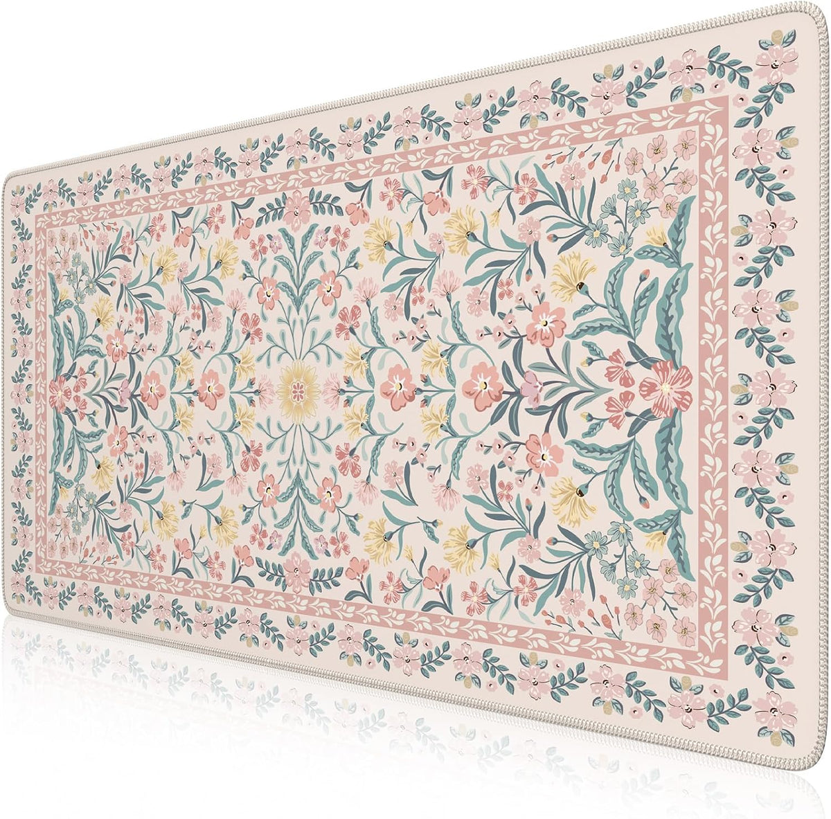 Desk Mat,Mouse Pad for Office Desk,35.4x15.7in,Pink Floral