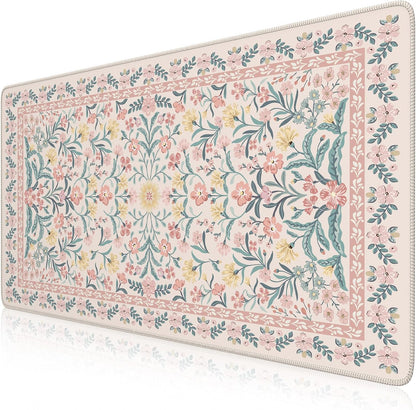 Desk Mat,Mouse Pad for Office Desk,35.4x15.7in,Pink Floral