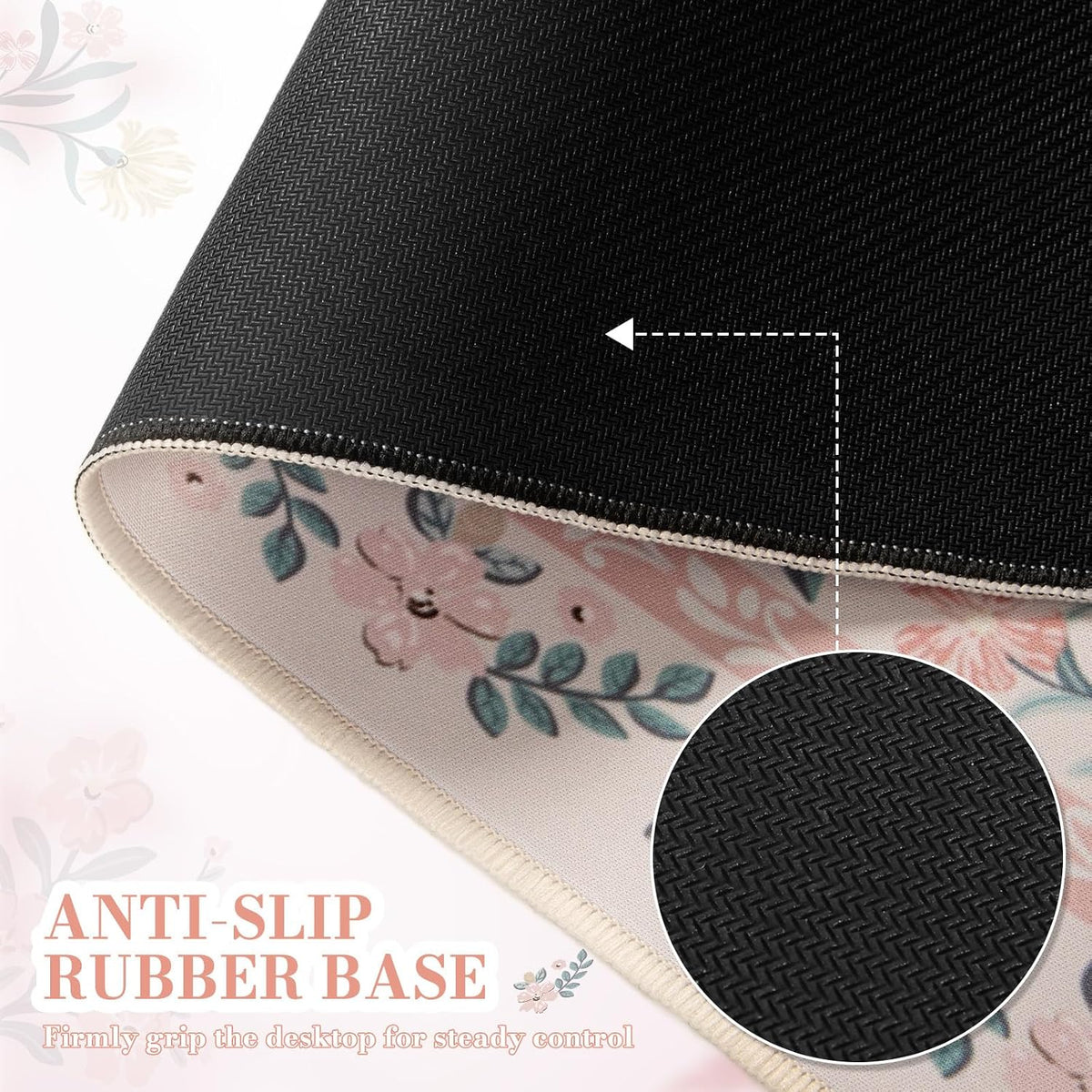 Desk Mat,Mouse Pad for Office Desk,35.4x15.7in,Pink Floral