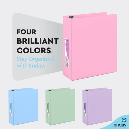 2 Inch Binder, Pink - 2 Inch 3 Ring Binder, D-Ring Pastel with Clear View Cover for Letter Size 8.5 x 11'' Paper & 2 Inside Pockets, Ideal for School Supplies, Office, and Home