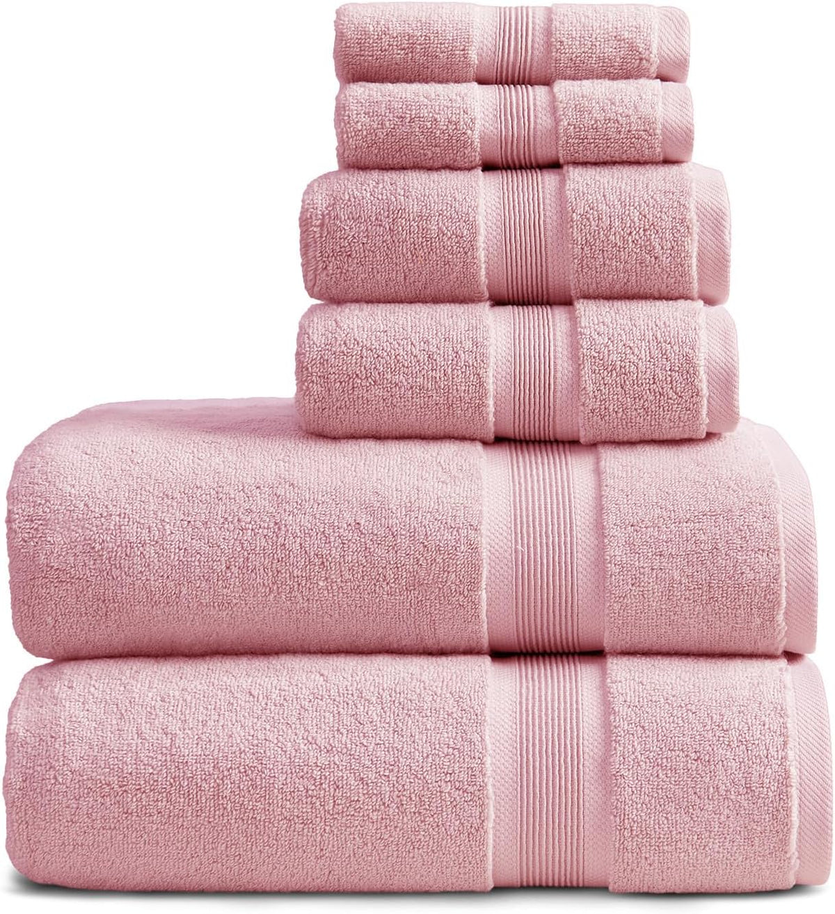 Luxury Bamboo Rayon Bath Towel Set | 6-Piece Set | Pink