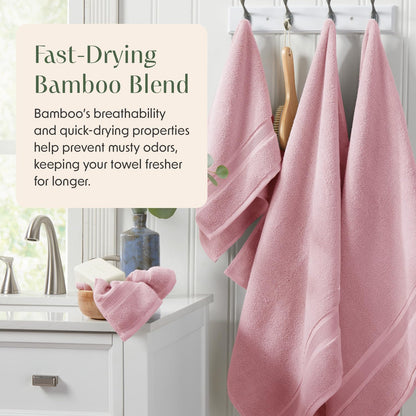 Luxury Bamboo Rayon Bath Towel Set | 6-Piece Set | Pink