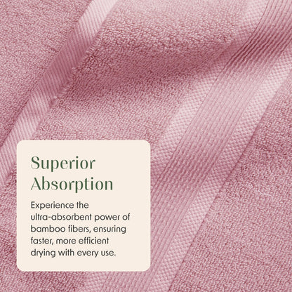 Luxury Bamboo Rayon Bath Towel Set | 6-Piece Set | Pink