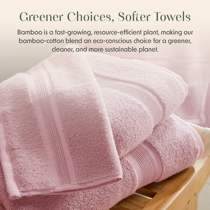 Luxury Bamboo Rayon Bath Towel Set | 6-Piece Set | Pink