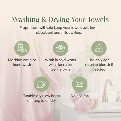 Luxury Bamboo Rayon Bath Towel Set | 6-Piece Set | Pink