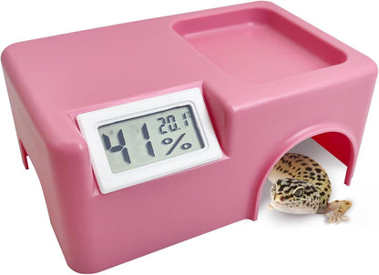 Plastic Snake Hide Reptile Hide Cave Easy to Clean Habitat Decor Leopard Gecko Hideout Suitable for Small Size Crested Gecko Lizard Frogs Newts(Pink)