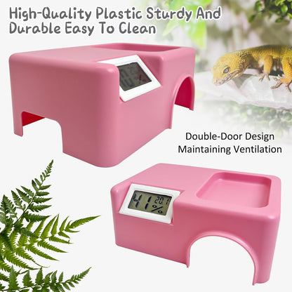 Plastic Snake Hide Reptile Hide Cave Easy to Clean Habitat Decor Leopard Gecko Hideout Suitable for Small Size Crested Gecko Lizard Frogs Newts(Pink)