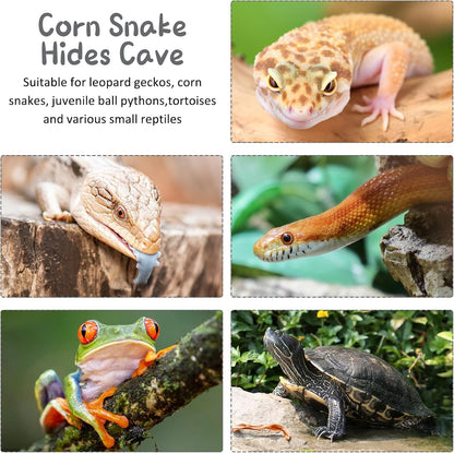 Plastic Snake Hide Reptile Hide Cave Easy to Clean Habitat Decor Leopard Gecko Hideout Suitable for Small Size Crested Gecko Lizard Frogs Newts(Pink)