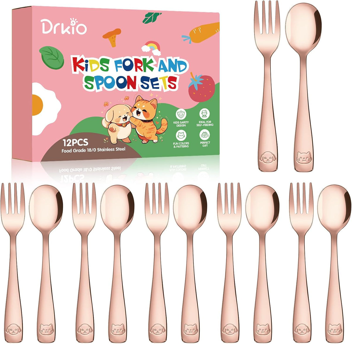 12Pcs Stainless Steel Toddler Utensils Small Metal Kids Silverware