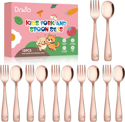 12Pcs Stainless Steel Toddler Utensils Small Metal Kids Silverware