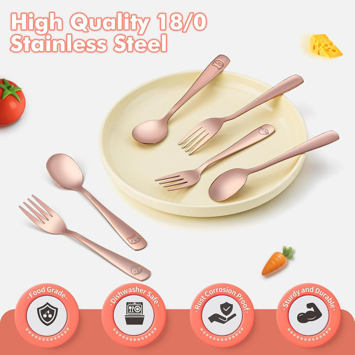 12Pcs Stainless Steel Toddler Utensils Small Metal Kids Silverware