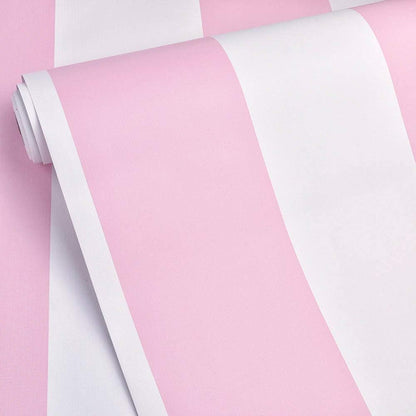 Self Adhesive Vinyl Pink and White Stripe Peel and Stick Wallpaper Shelf Liner for Walls Nursery Girls Bedroom Cabinets Dresser Drawer Furniture Decal Removable Waterproof 17.7x117 Inches