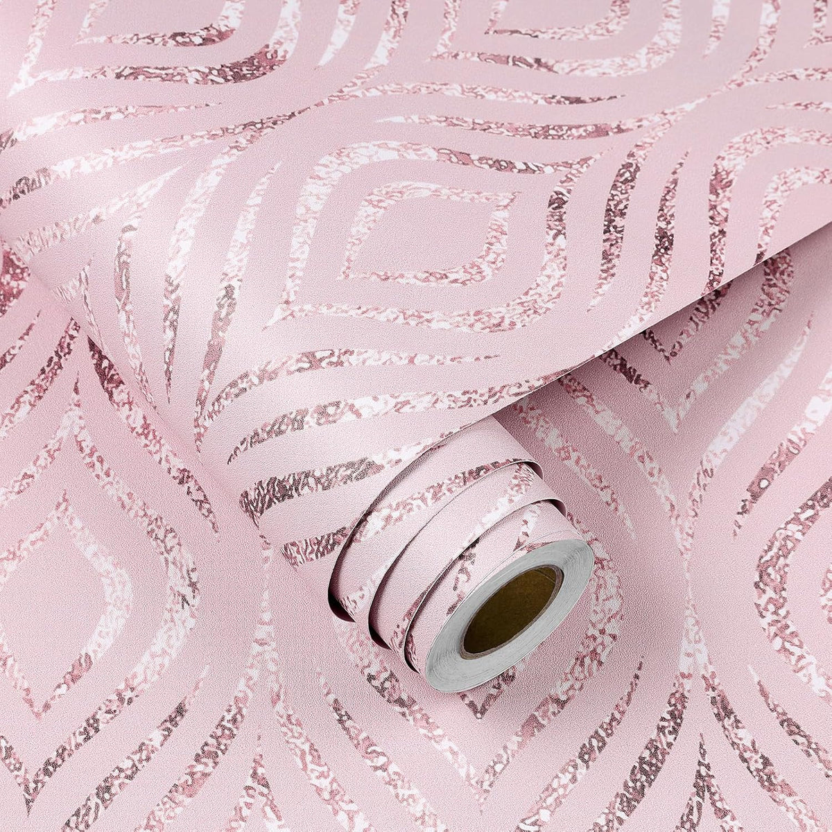 Pastel Pink Wallpaper Peel and Stick Modern Diamond Geometric Accent Wall Paper for Bedroom Girls Kids Room Self Adhesive Vinyl Abstract Pink Contact Paper for Cabinets Desk Walls 17.5"x118"
