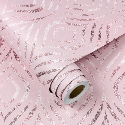 Pastel Pink Wallpaper Peel and Stick Modern Diamond Geometric Accent Wall Paper for Bedroom Girls Kids Room Self Adhesive Vinyl Abstract Pink Contact Paper for Cabinets Desk Walls 17.5"x118"