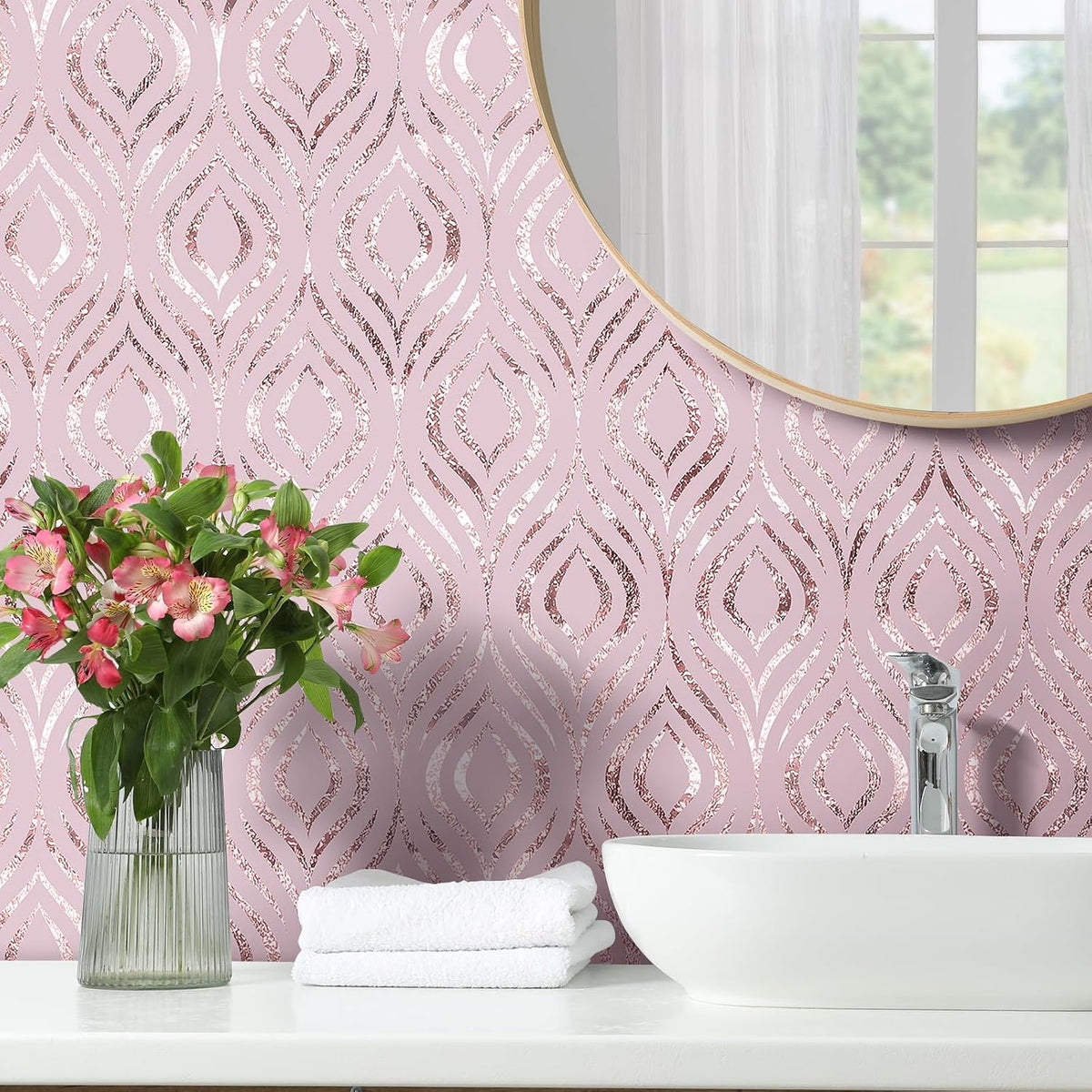 Pastel Pink Wallpaper Peel and Stick Modern Diamond Geometric Accent Wall Paper for Bedroom Girls Kids Room Self Adhesive Vinyl Abstract Pink Contact Paper for Cabinets Desk Walls 17.5"x118"