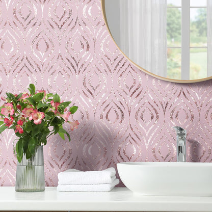 Pastel Pink Wallpaper Peel and Stick Modern Diamond Geometric Accent Wall Paper for Bedroom Girls Kids Room Self Adhesive Vinyl Abstract Pink Contact Paper for Cabinets Desk Walls 17.5"x118"