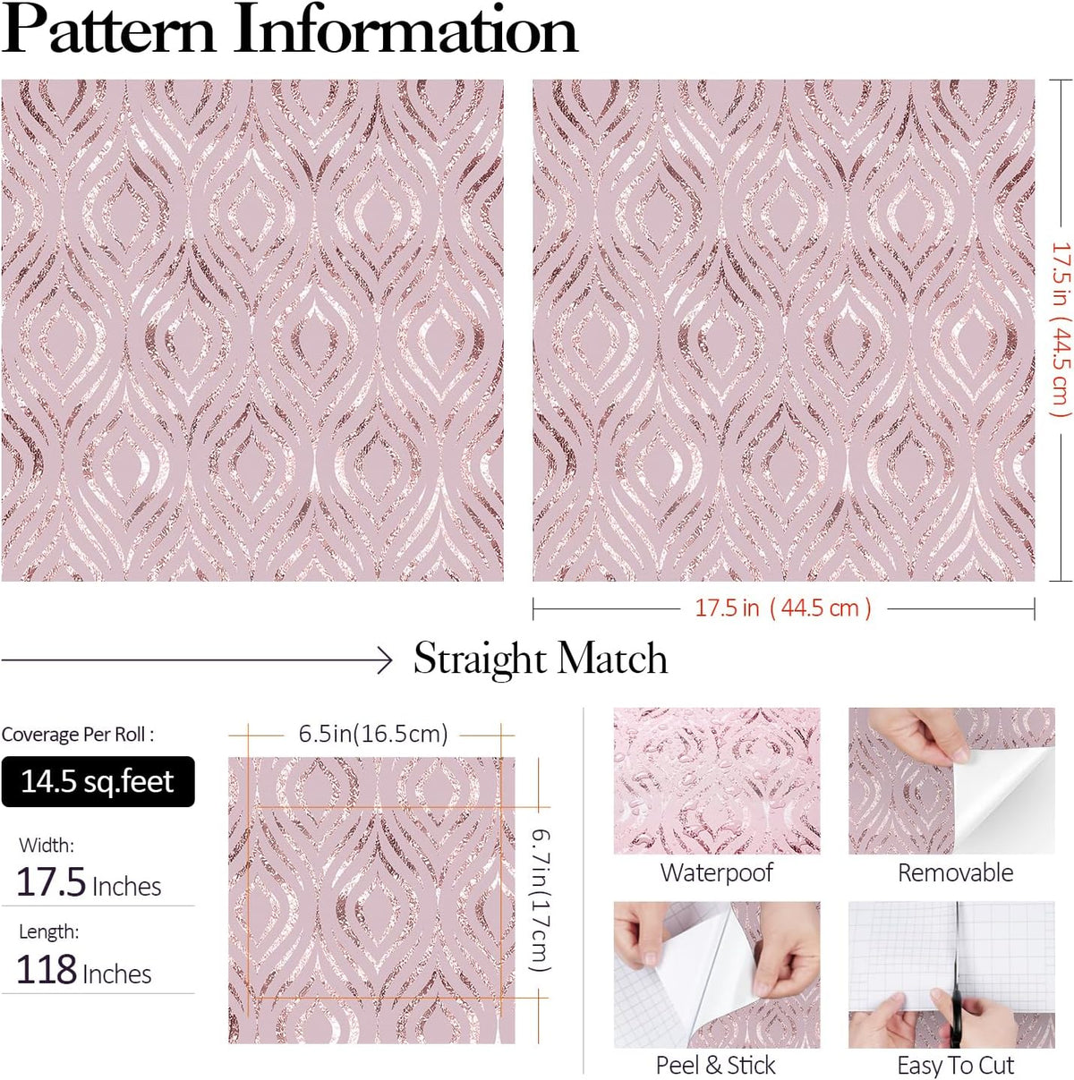 Pastel Pink Wallpaper Peel and Stick Modern Diamond Geometric Accent Wall Paper for Bedroom Girls Kids Room Self Adhesive Vinyl Abstract Pink Contact Paper for Cabinets Desk Walls 17.5"x118"