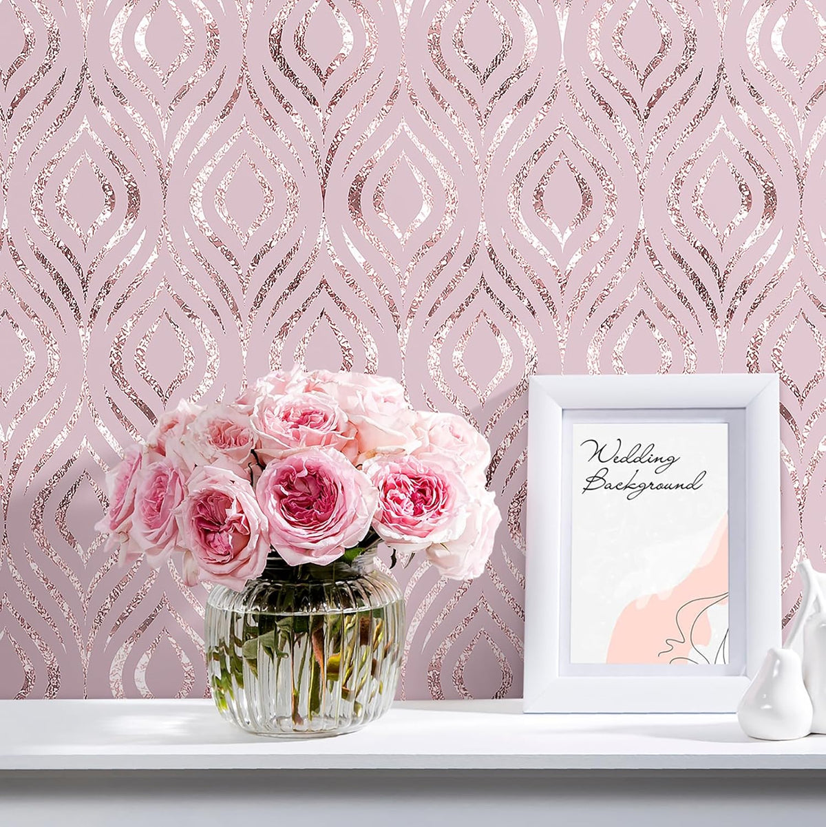 Pastel Pink Wallpaper Peel and Stick Modern Diamond Geometric Accent Wall Paper for Bedroom Girls Kids Room Self Adhesive Vinyl Abstract Pink Contact Paper for Cabinets Desk Walls 17.5"x118"