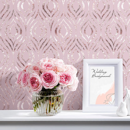 Pastel Pink Wallpaper Peel and Stick Modern Diamond Geometric Accent Wall Paper for Bedroom Girls Kids Room Self Adhesive Vinyl Abstract Pink Contact Paper for Cabinets Desk Walls 17.5"x118"