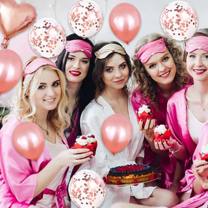 Bachelorette Party Decorations - Rose Gold Bridal Shower Party Decor and Supplies Kit Bride To Be Sash, Veil, Temporary Tattoos, Confetti Balloons Pack Fringe Curtain.