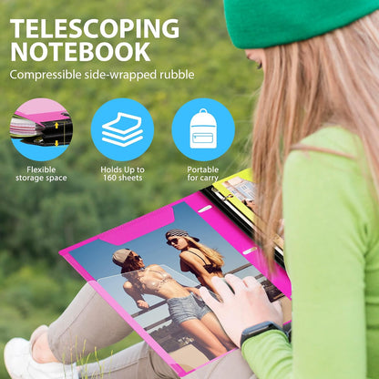 2-Pack Telescoping 3 Ring Binder Notebooks, Pink