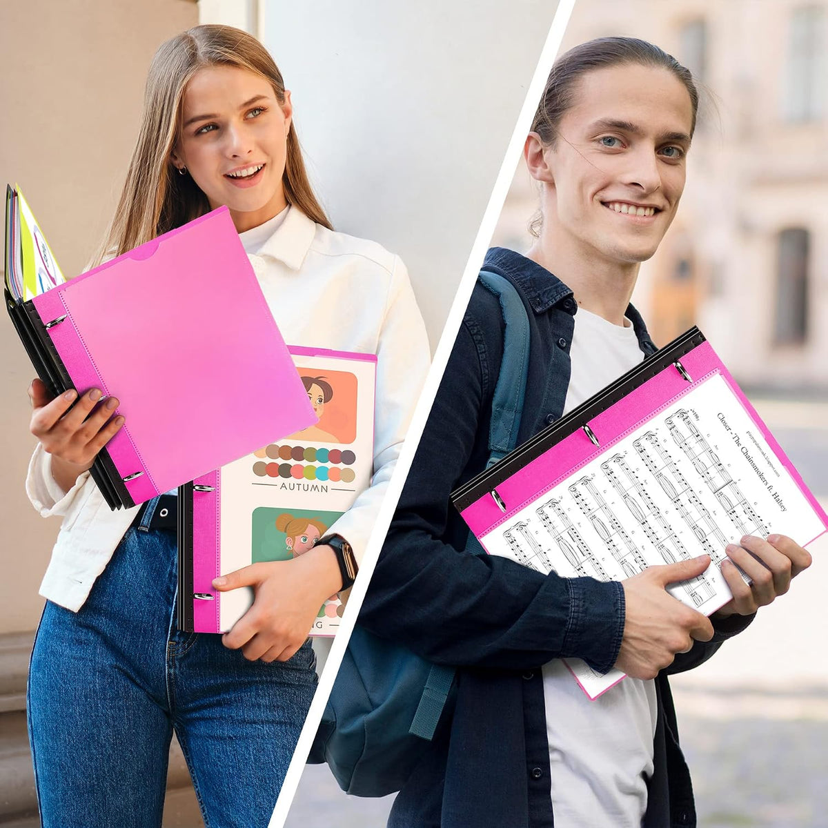 2-Pack Telescoping 3 Ring Binder Notebooks, Pink