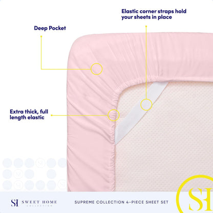 Twin Sheets - Breathable Luxury Sheets with Full Elastic & Secure Corner Straps Built In - 1800 Supreme Collection Extra Soft Deep Pocket Bedding Set, Sheet Set, Twin, Pale Pink