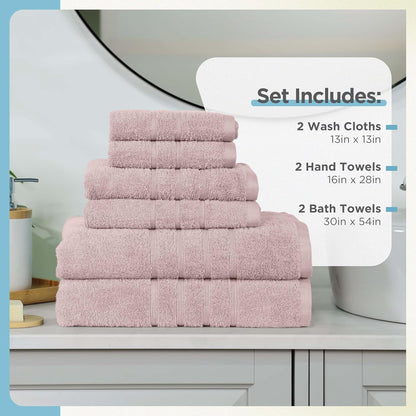 Ultimate Performance 6-Piece Towel Set, Crystal Pink
