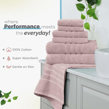 Ultimate Performance 6-Piece Towel Set, Crystal Pink