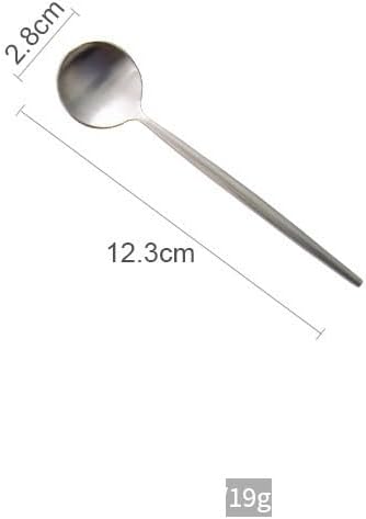 Flatware Silverware Set, 1/4/6/8/10/12pcs 304 Stainless Steel Coffee Spoon Creative Dessert Spoon Stirring Spoon Small Round Spoon, Tableware Cutlery Set(Pink Gold,6 Pieces)