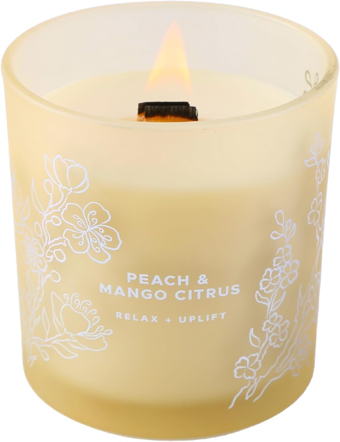 Peach Mango Citrus Scented Candle for Home, Fruity Wood Wick Jar Candle