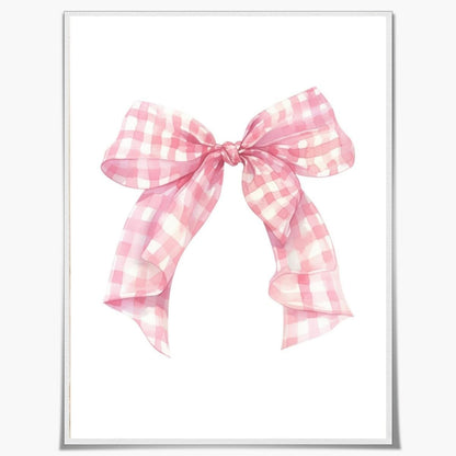 Preppy Canvas Wall Art Pink Bow Poster blush Balletcore wall art Funky Coquette Room Decor Aesthetic Pastel Pink Girly Wall Art for College Apartment wall Decor Unframed12x16inch