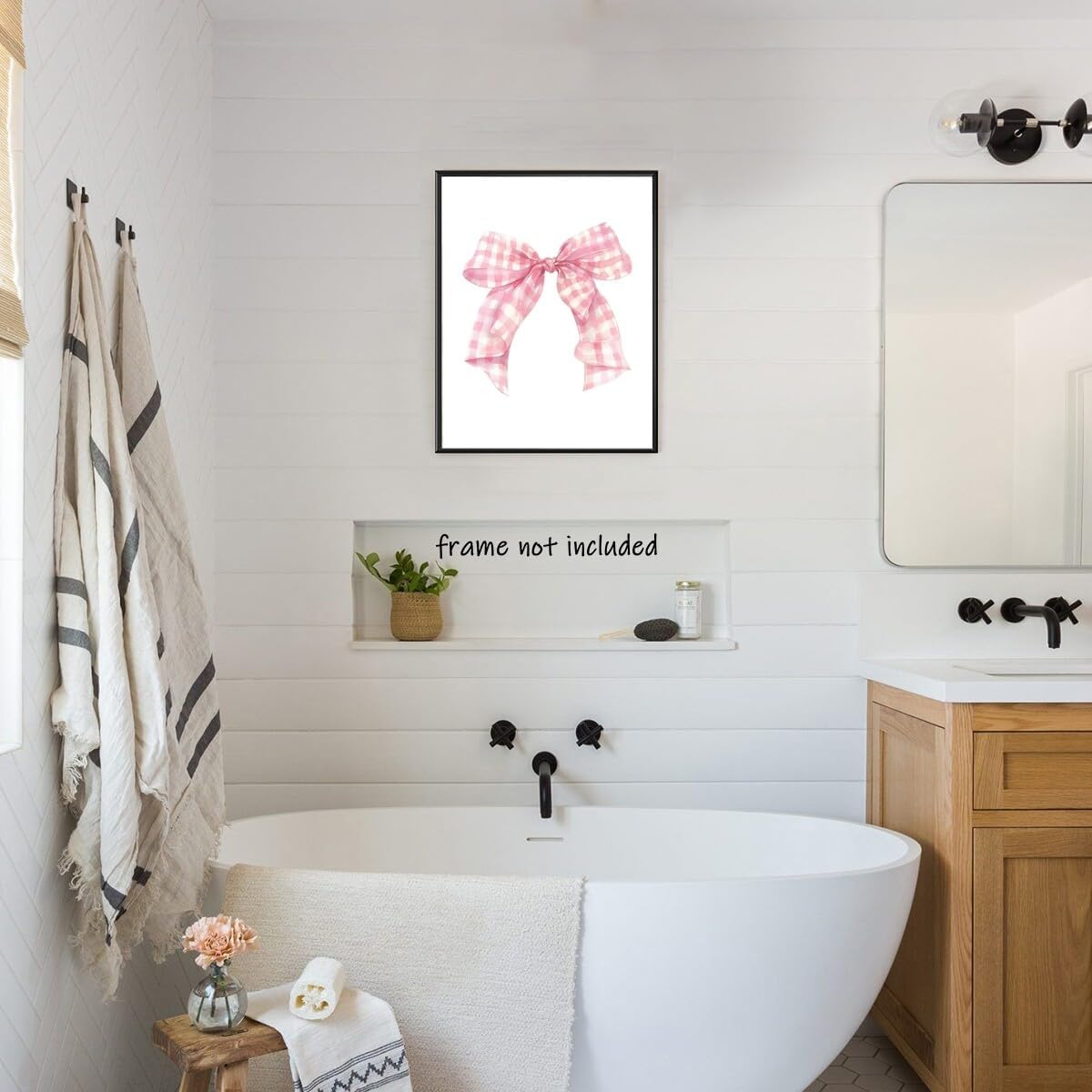 Preppy Canvas Wall Art Pink Bow Poster blush Balletcore wall art Funky Coquette Room Decor Aesthetic Pastel Pink Girly Wall Art for College Apartment wall Decor Unframed12x16inch