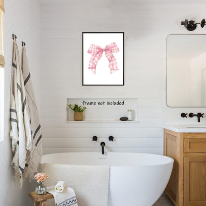 Preppy Canvas Wall Art Pink Bow Poster blush Balletcore wall art Funky Coquette Room Decor Aesthetic Pastel Pink Girly Wall Art for College Apartment wall Decor Unframed12x16inch