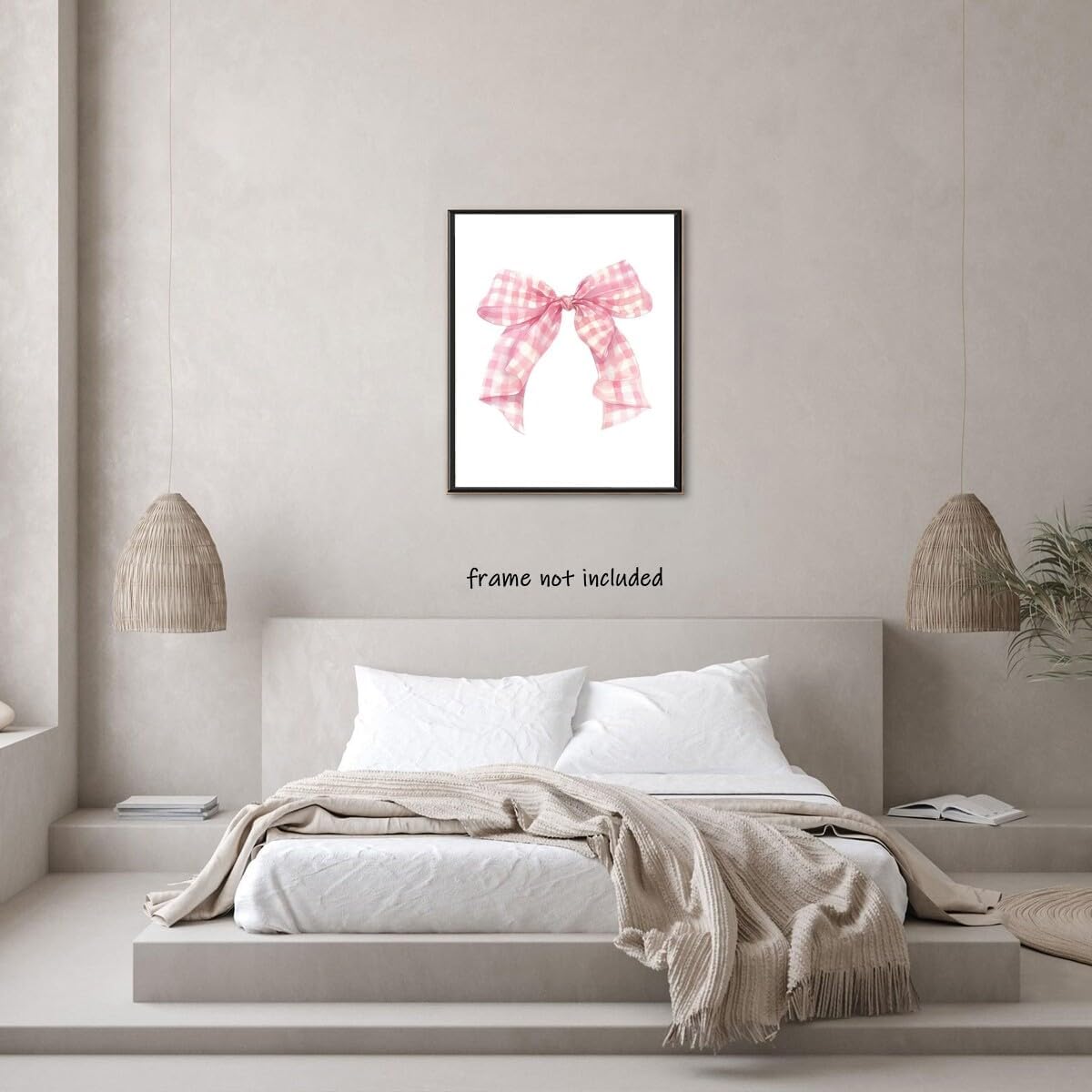Preppy Canvas Wall Art Pink Bow Poster blush Balletcore wall art Funky Coquette Room Decor Aesthetic Pastel Pink Girly Wall Art for College Apartment wall Decor Unframed12x16inch
