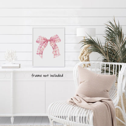 Preppy Canvas Wall Art Pink Bow Poster blush Balletcore wall art Funky Coquette Room Decor Aesthetic Pastel Pink Girly Wall Art for College Apartment wall Decor Unframed12x16inch