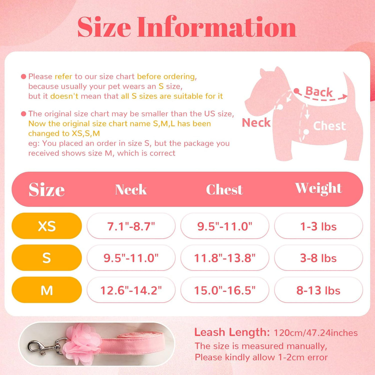 Cute Small Dog Harness and Leash Set Pink Lace Floral Girl Puppy Harness for Small Dogs Cats Soft Mesh Dog Vest Harness Escape Proof Pet Cat Harness Outfits