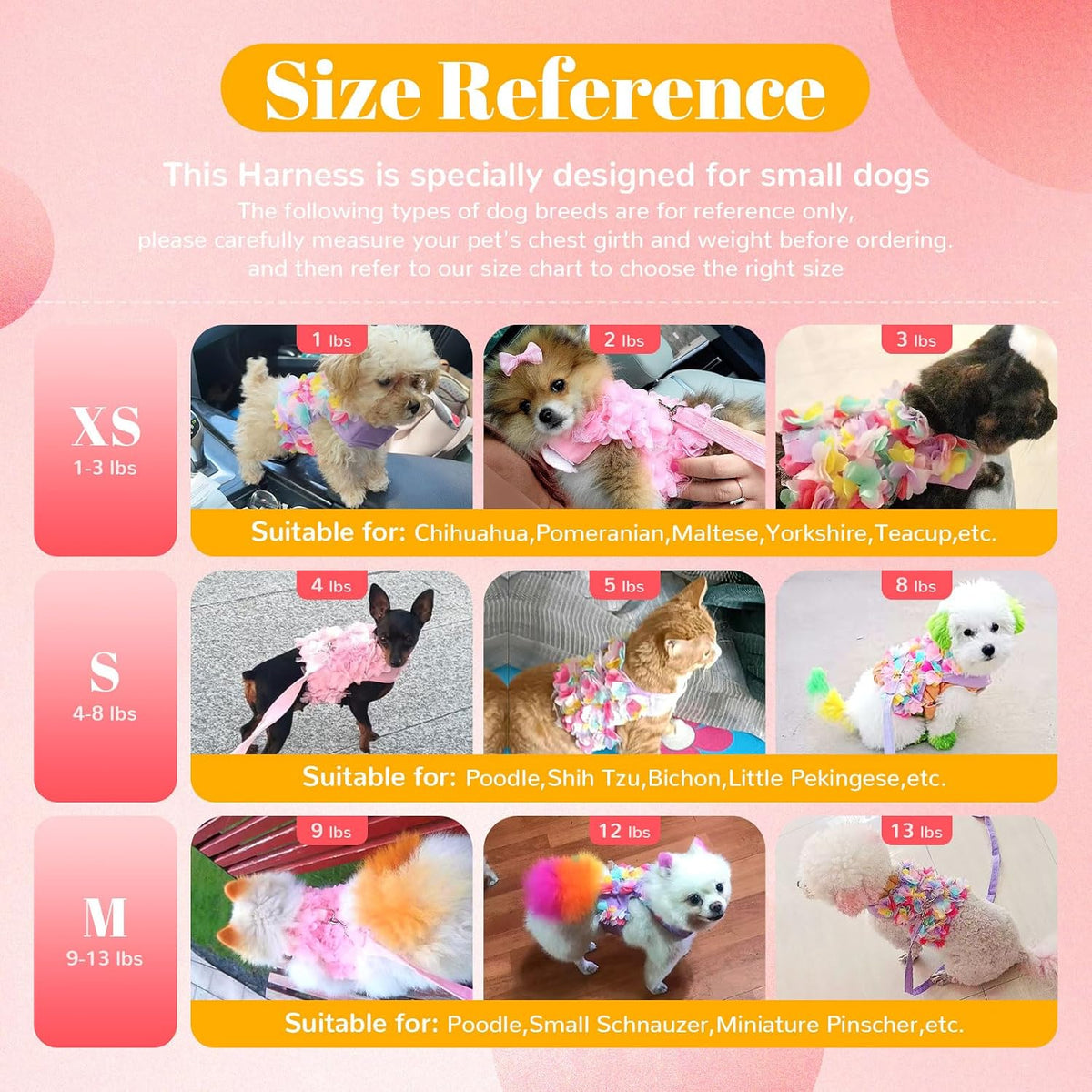 Cute Small Dog Harness and Leash Set Pink Lace Floral Girl Puppy Harness for Small Dogs Cats Soft Mesh Dog Vest Harness Escape Proof Pet Cat Harness Outfits
