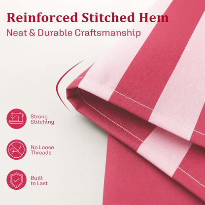 Vertical Striped Shower Curtain, Cute Retro Vintage Stripe Farmhouse Bathroom Shower Curtain, Waterproof Polyester Fabric Modern Shower Curtain for Bathroom 72x72 Inches (Double Pink)