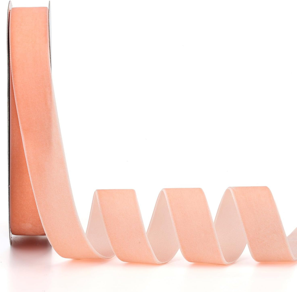 Peach Velvet Ribbon 1 Inch x 20Yd,Great for Gift Wrapping,Hair Bows,Christmas,Wedding Party Decoration(1" Peach)