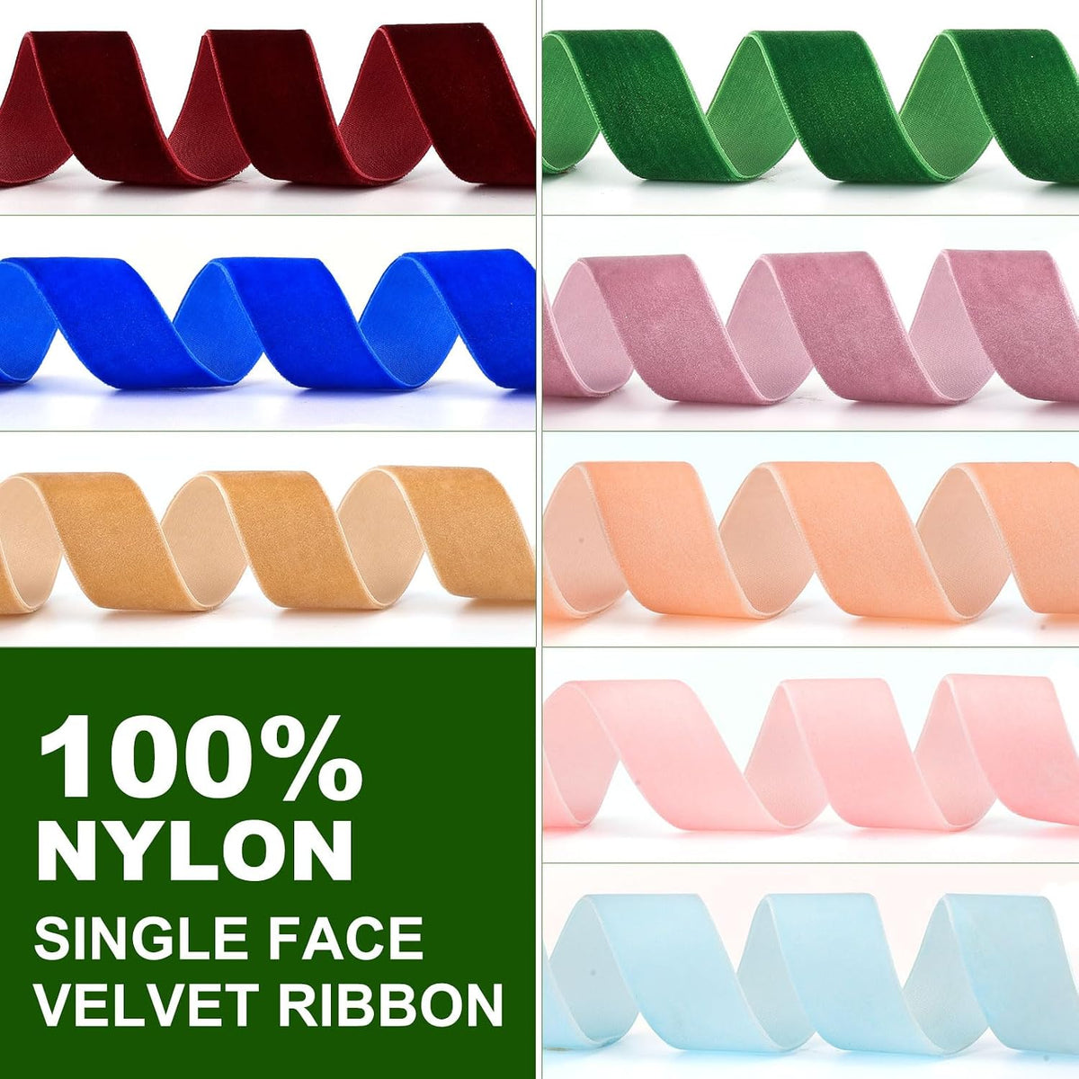 Peach Velvet Ribbon 1 Inch x 20Yd,Great for Gift Wrapping,Hair Bows,Christmas,Wedding Party Decoration(1" Peach)