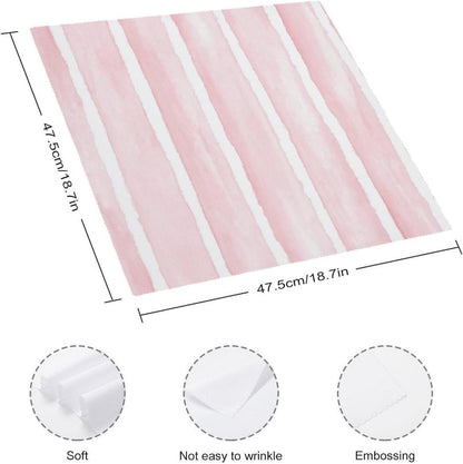 Pastel Pink Watercolor Wide Stripe Pattern Cloth Napkins Set of 6, Square Premium Reusable Washable Polyester Table Linen Napkin for Dinner Party